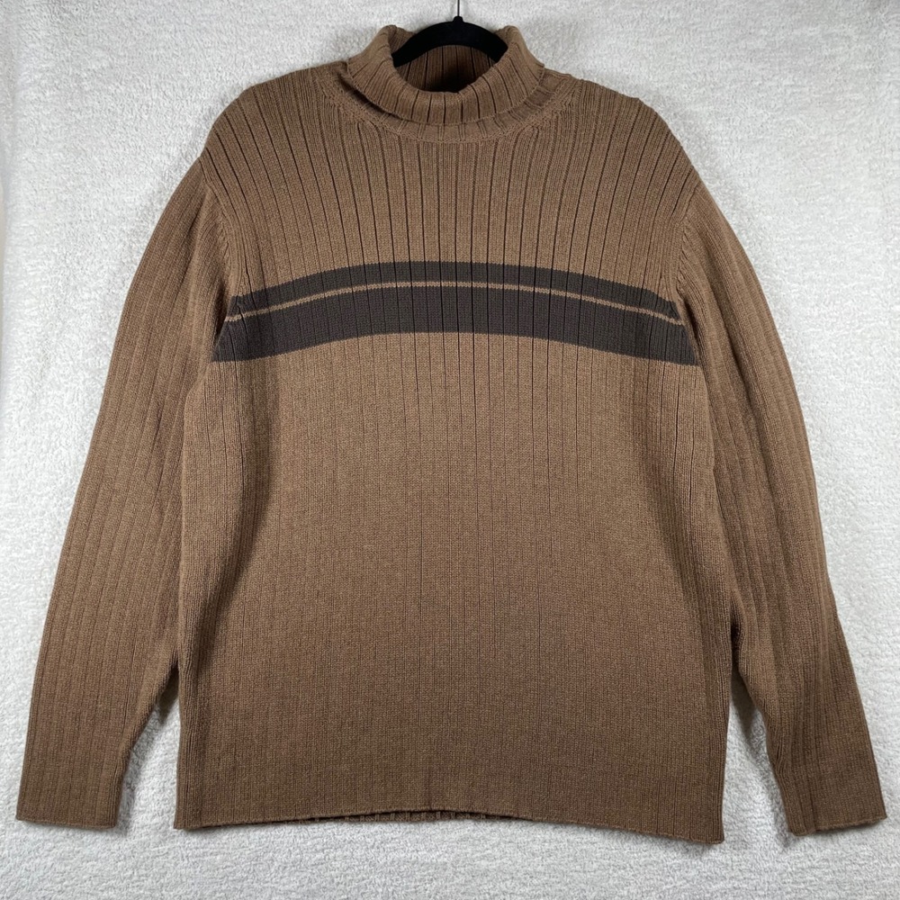 vintage Y2K ribbed turtleneck sweater colorblock stripe mens XL skater preppy